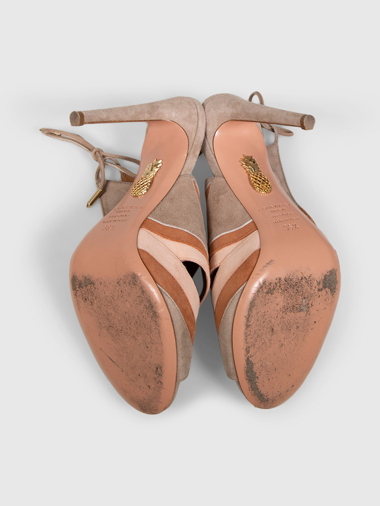 Aquazzura Terracotta Suede Frankie 105 Sandals