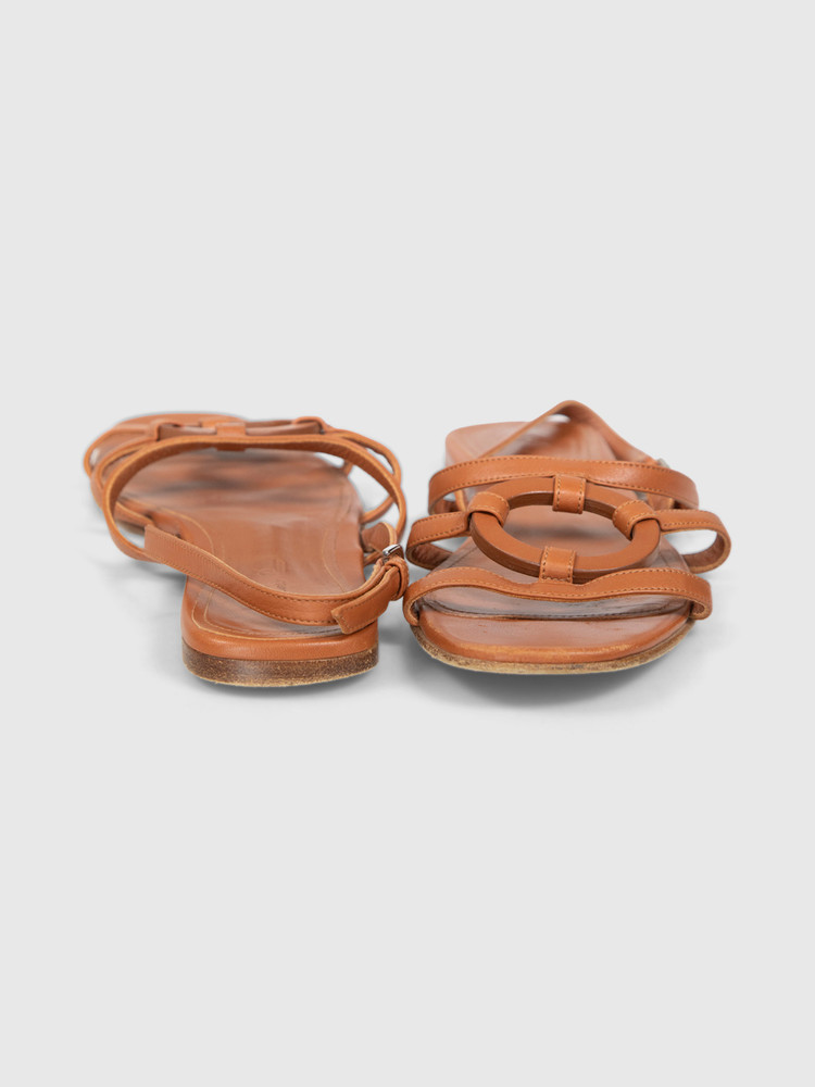 Loro Piana Brown Leather Slingback Sandals