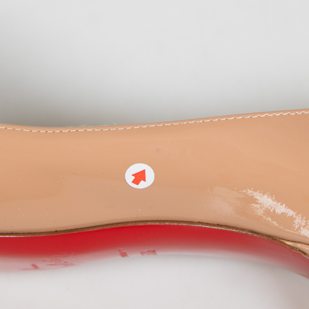 Christian Louboutin Beige Patent Mid Heel Pumps