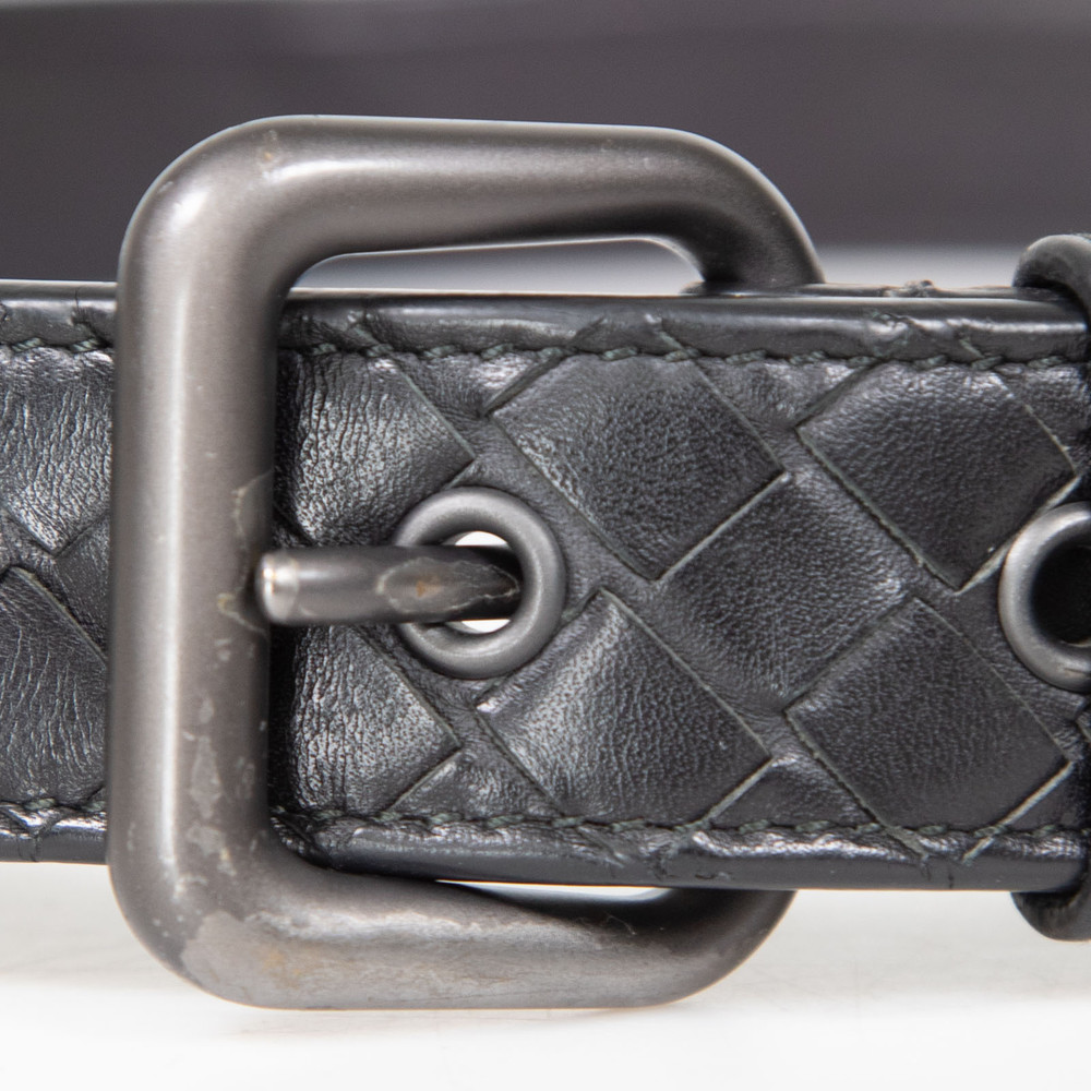 Bottega Veneta Intrecciato Leather Black Belt