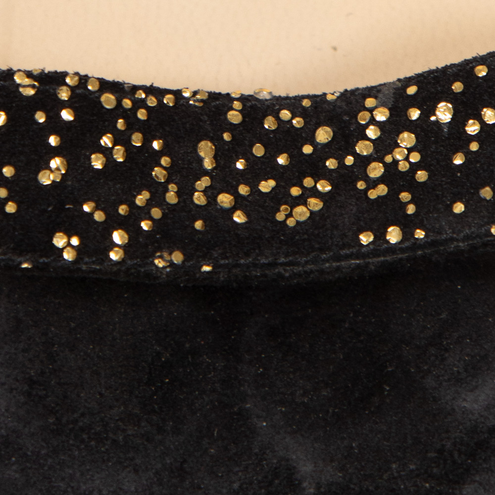 Jimmy Choo Black & Gold Glitter Suede Sandals