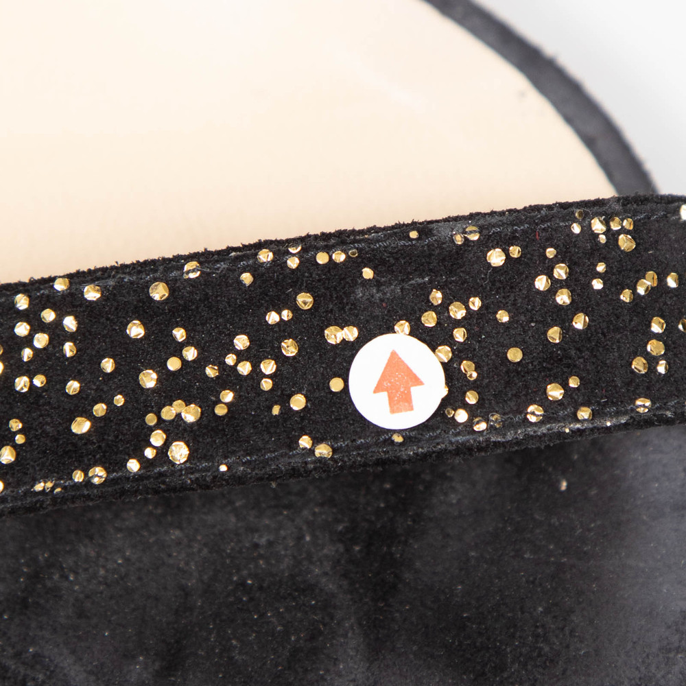 Jimmy Choo Black & Gold Glitter Suede Sandals