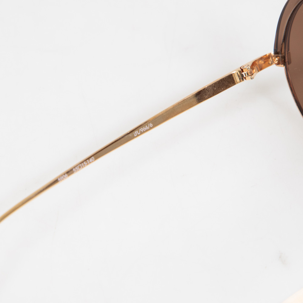 Linda Farrow Brown Gold Plated Round Mirror Sunglasses