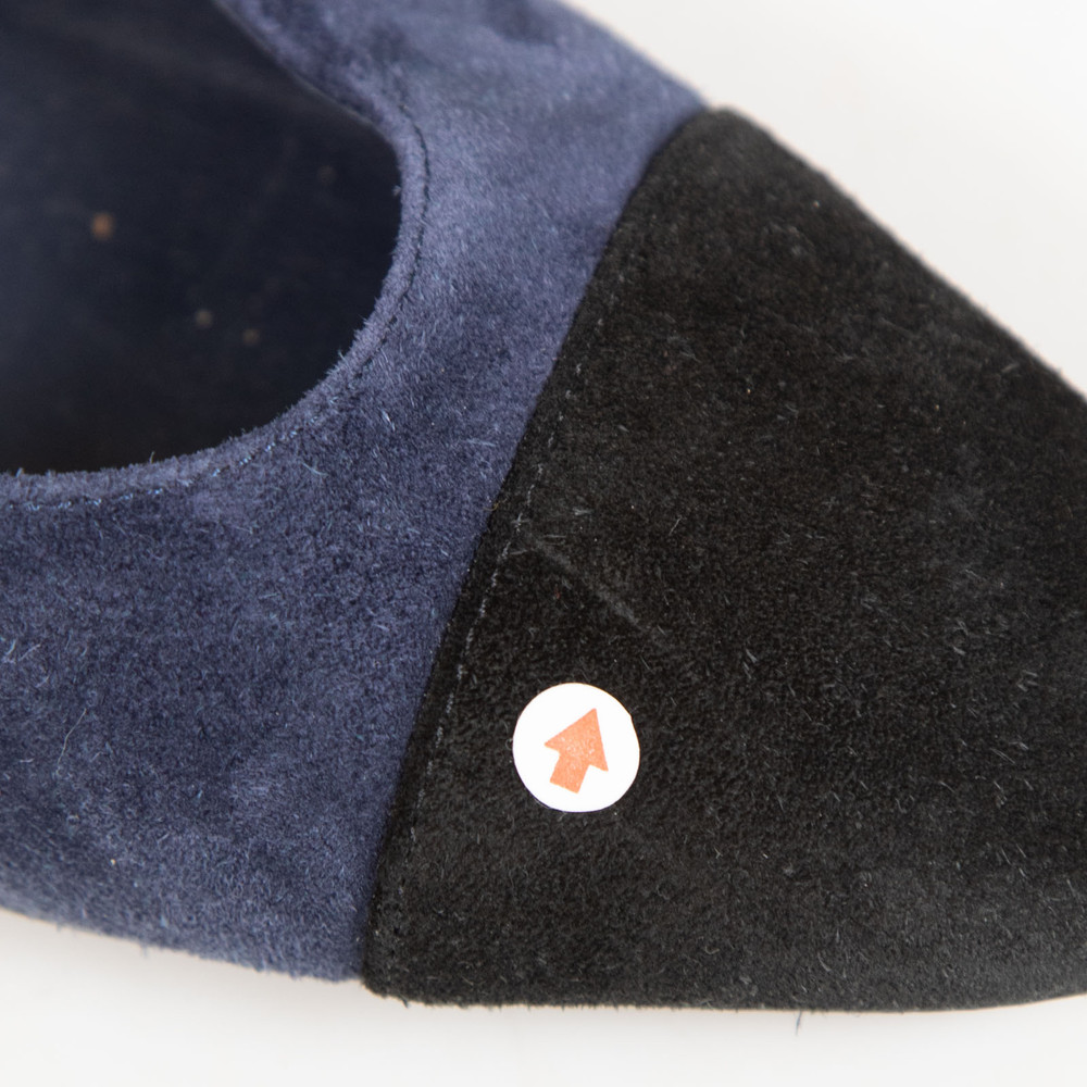 Chanel Navy Suede Slingback Cap Toe Pumps