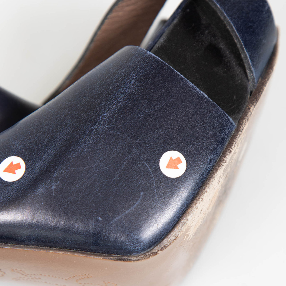 Marni Navy Leather Platform Sandals