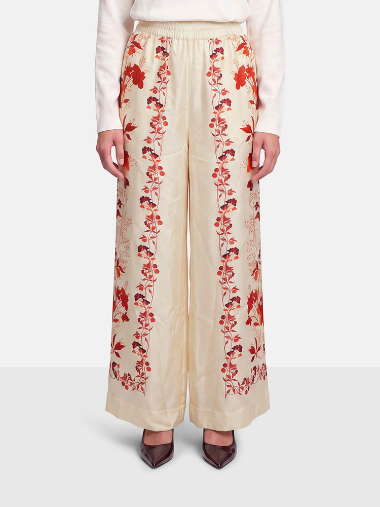 La DoubleJ Floral Print Silk Palazzo Trousers