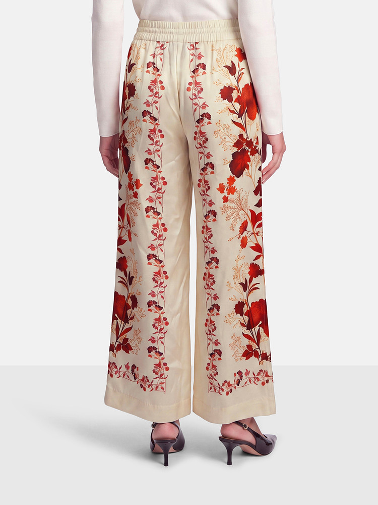 La DoubleJ Floral Print Silk Palazzo Trousers