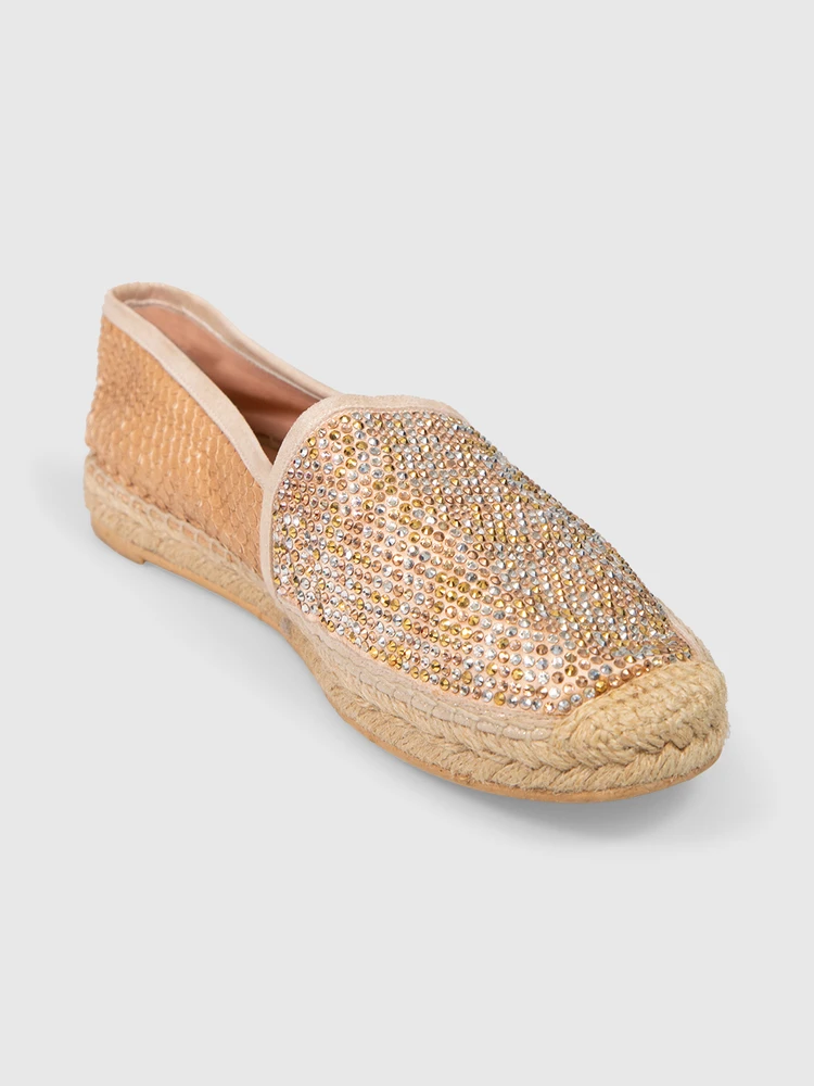 Rene Caovilla Crystal Embellish Snakeskin Espadrilles