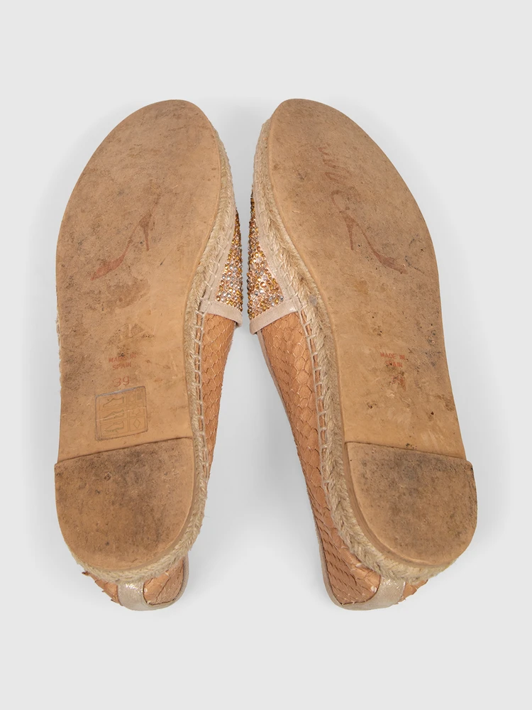 Rene Caovilla Crystal Embellish Snakeskin Espadrilles