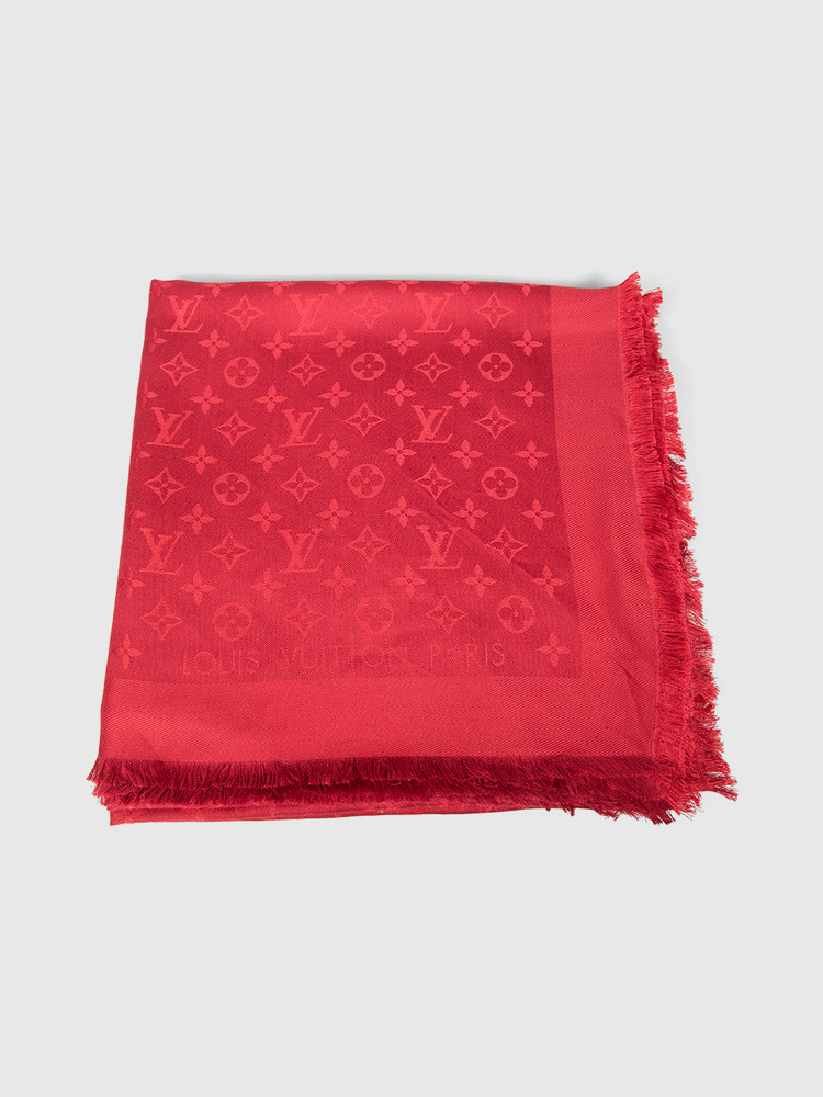 Louis Vuitton Red Silk Monogram Shawl