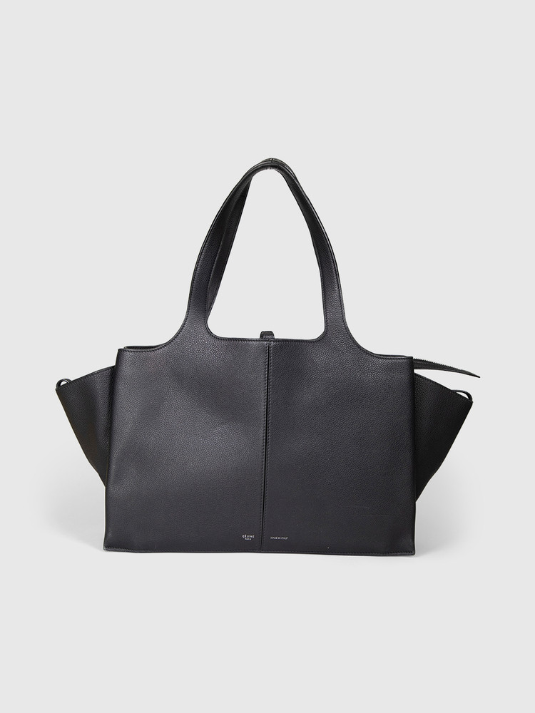 Céline Black Calfskin Medium Tri-Fold Tote Bag