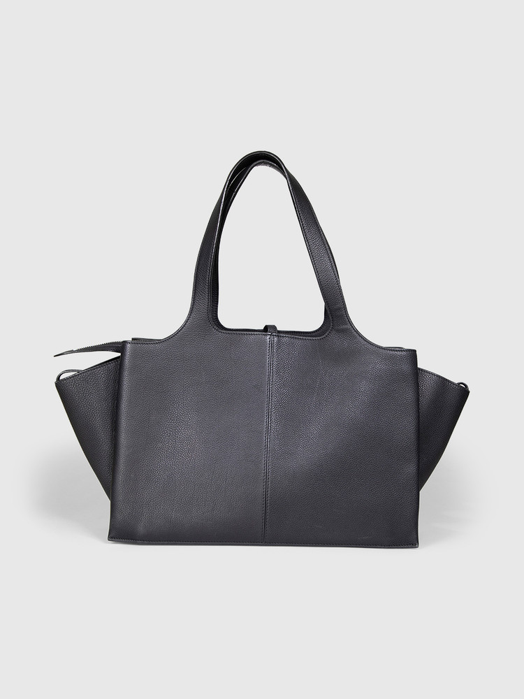 Céline Black Calfskin Medium Tri-Fold Tote Bag