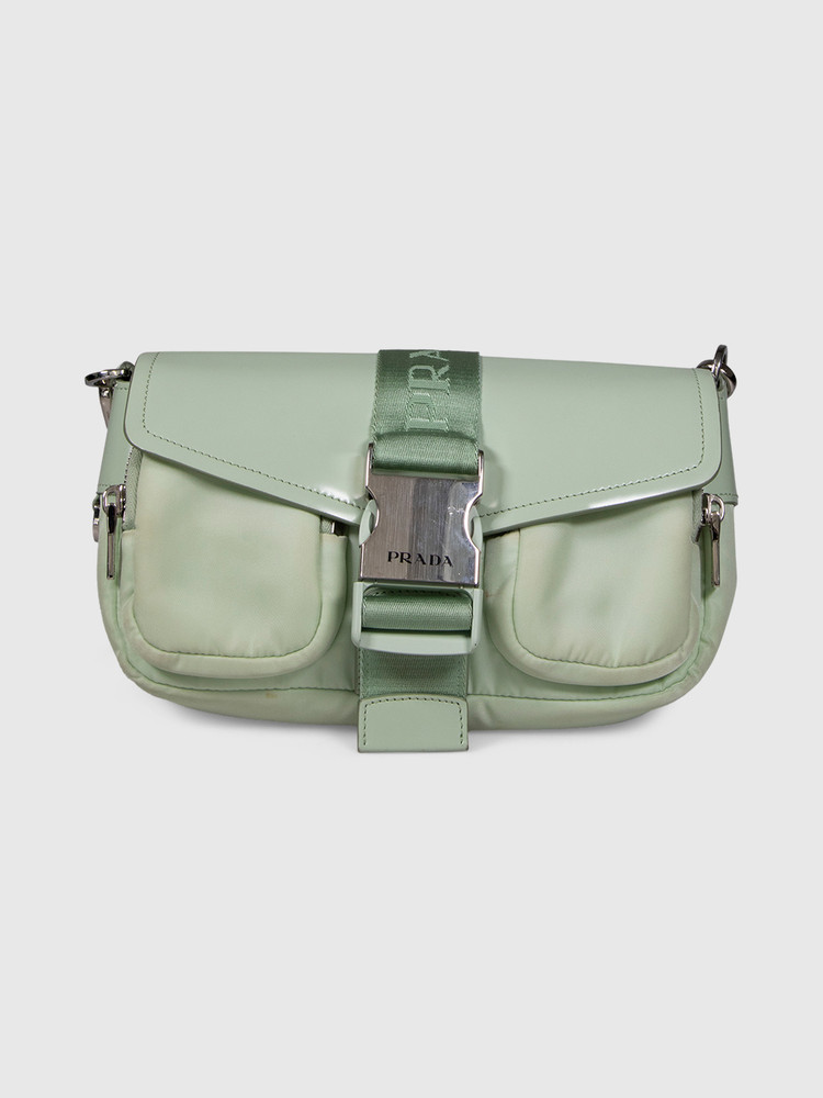 Prada Mint Spazzolato Leather Crossbody Bag