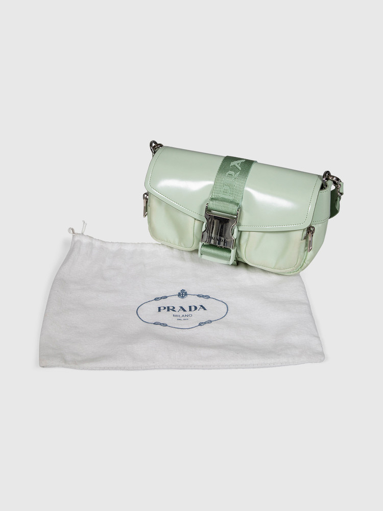 Prada Mint Spazzolato Leather Crossbody Bag