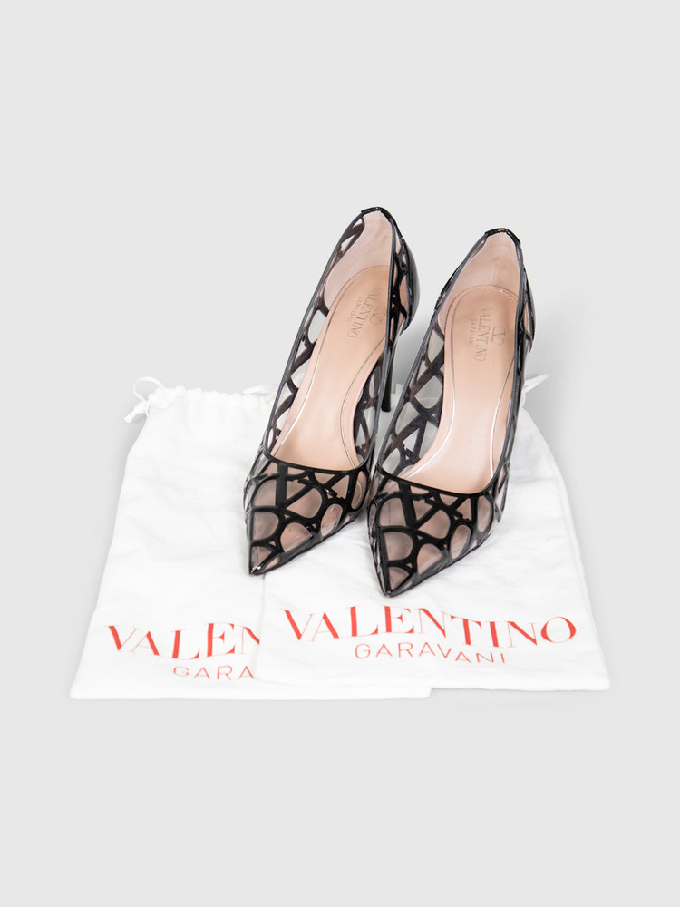 Valentino Garavani Black 90mm Toile Iconographe Pumps