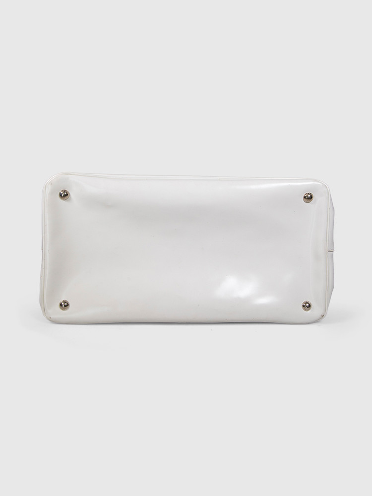 Prada White Patent Crystal Embellished Tote