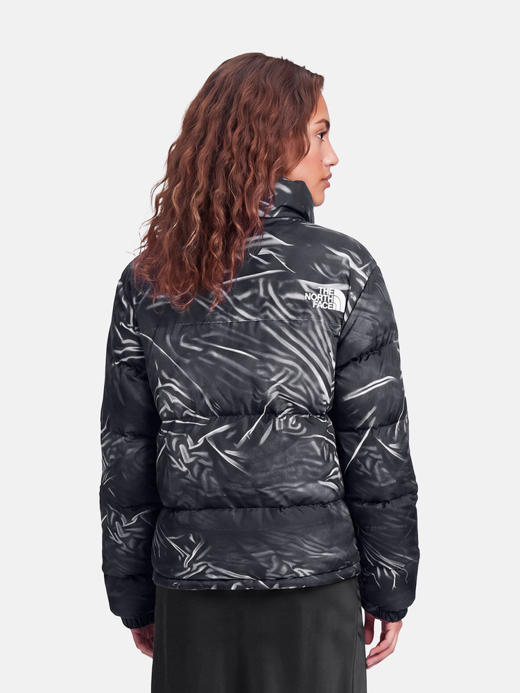 Supreme Black Abstract Oversized Puffer Coat