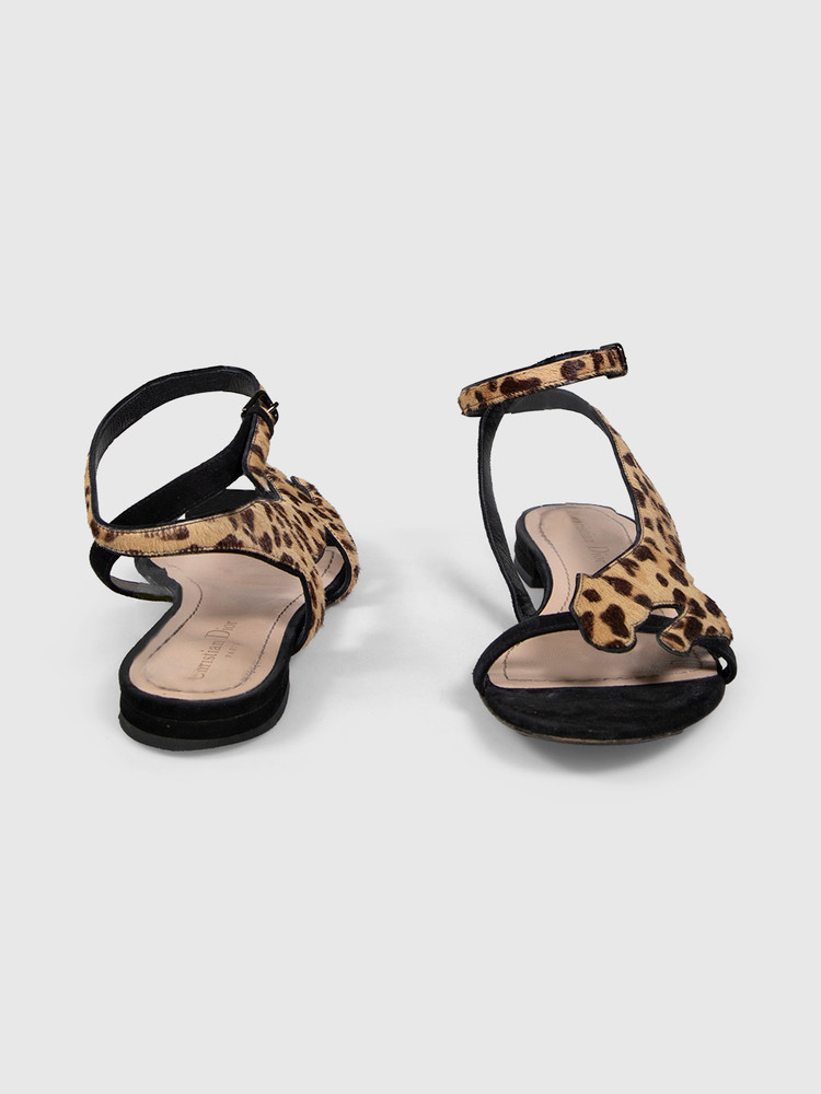 Dior Leopard Print Ponyhair Sandals