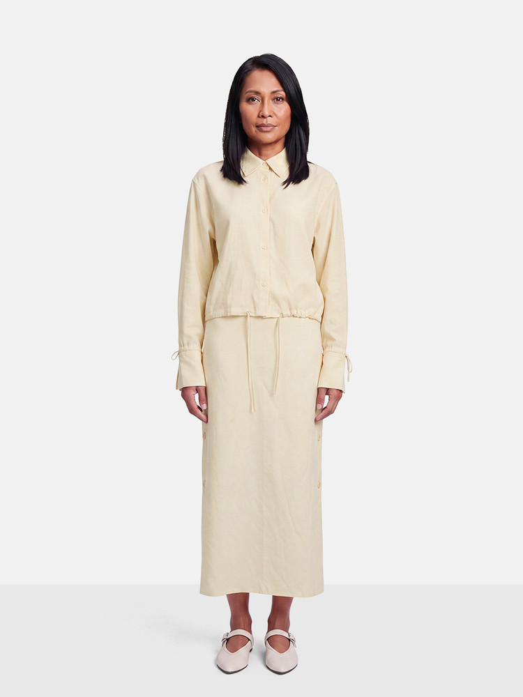 Totême Ecru Drawstring Top & Skirt Set
