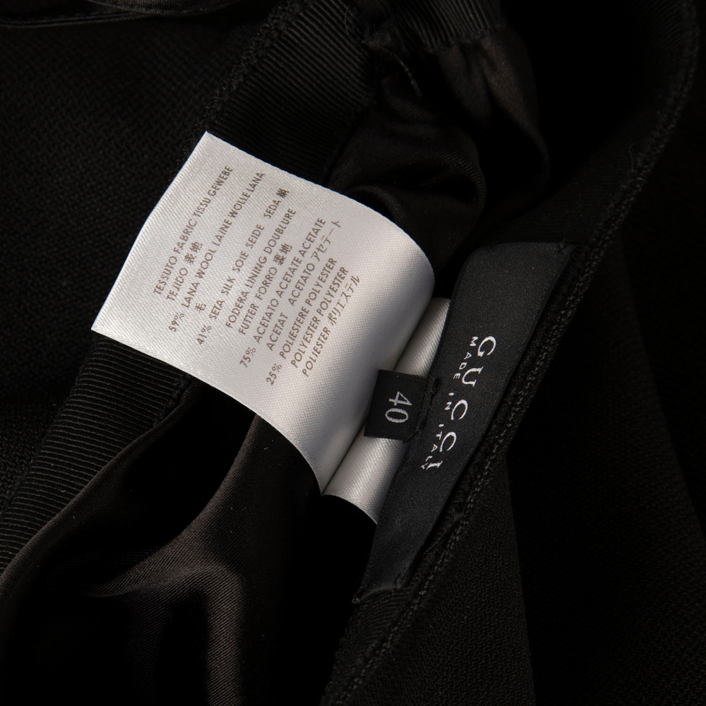 Gucci Black Wool Flared Midi Skirt