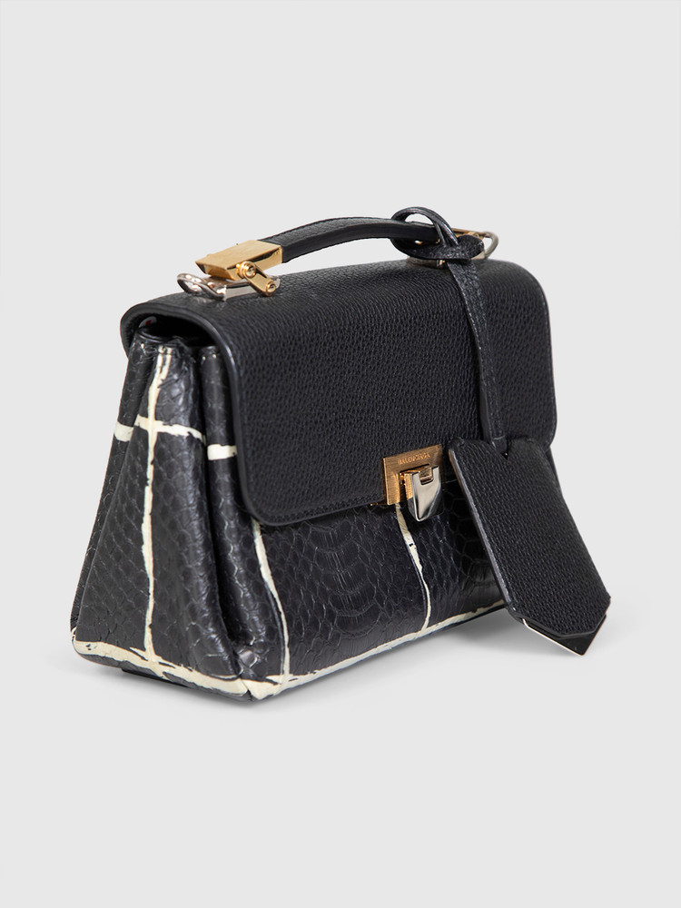 Balenciaga Black Snake Leather Le Dix Bag