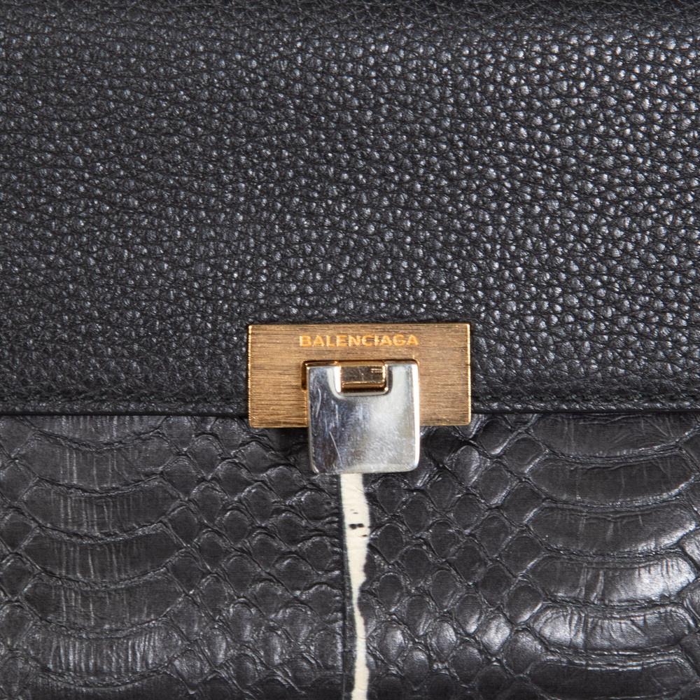Balenciaga Black Snake Leather Le Dix Bag