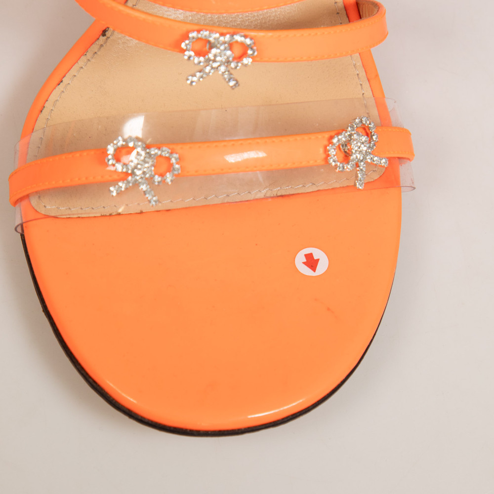 Mach & Mach Orange Patent Camille Crystal Sandals