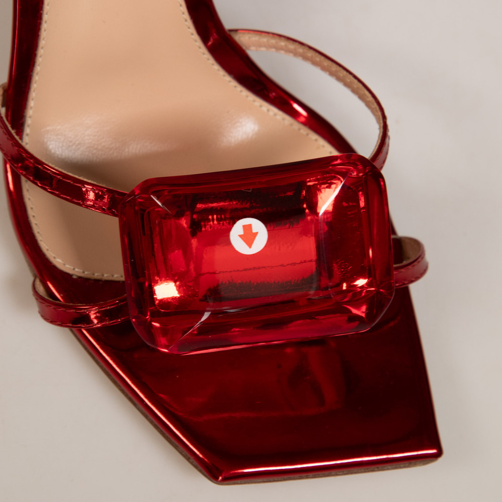 Gianvito Rossi Red Metallic Patent Jaipur Jewel Sandals
