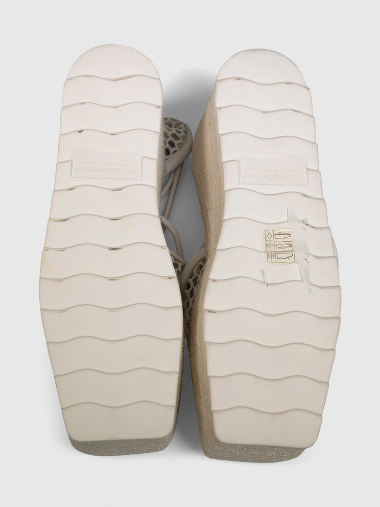 Bottega Veneta White Sporty Web Wedge Espadrilles
