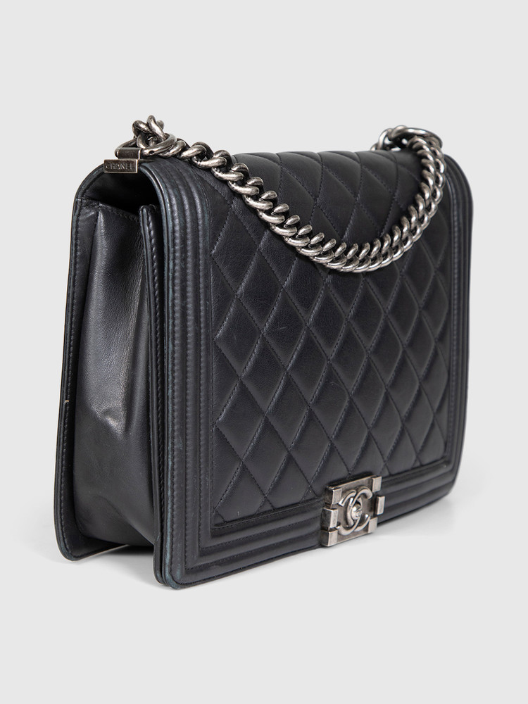 Chanel 2014 Black Leather Large Boy Bag