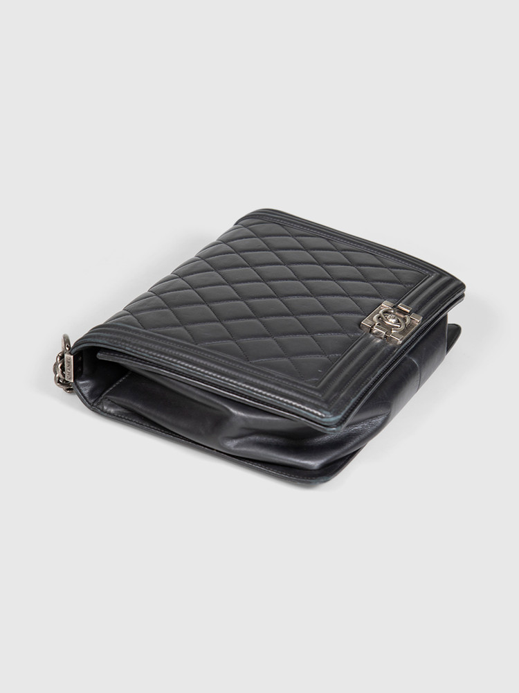 Chanel 2014 Black Leather Large Boy Bag