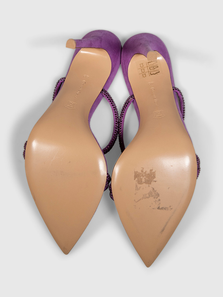 Gianvito Rossi Purple Suede Cannes Mules