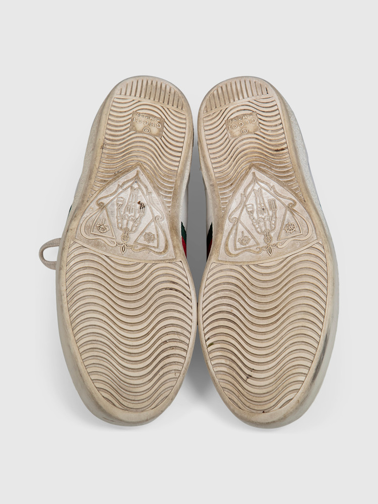 Gucci White Leather Bee Ace Trainers