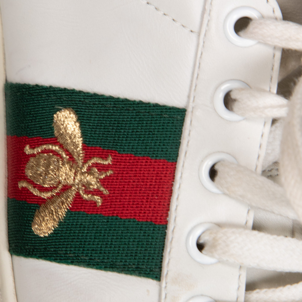 Gucci White Leather Bee Ace Trainers