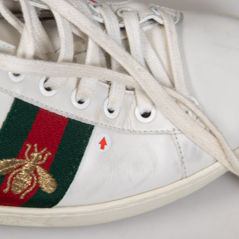 Gucci White Leather Bee Ace Trainers
