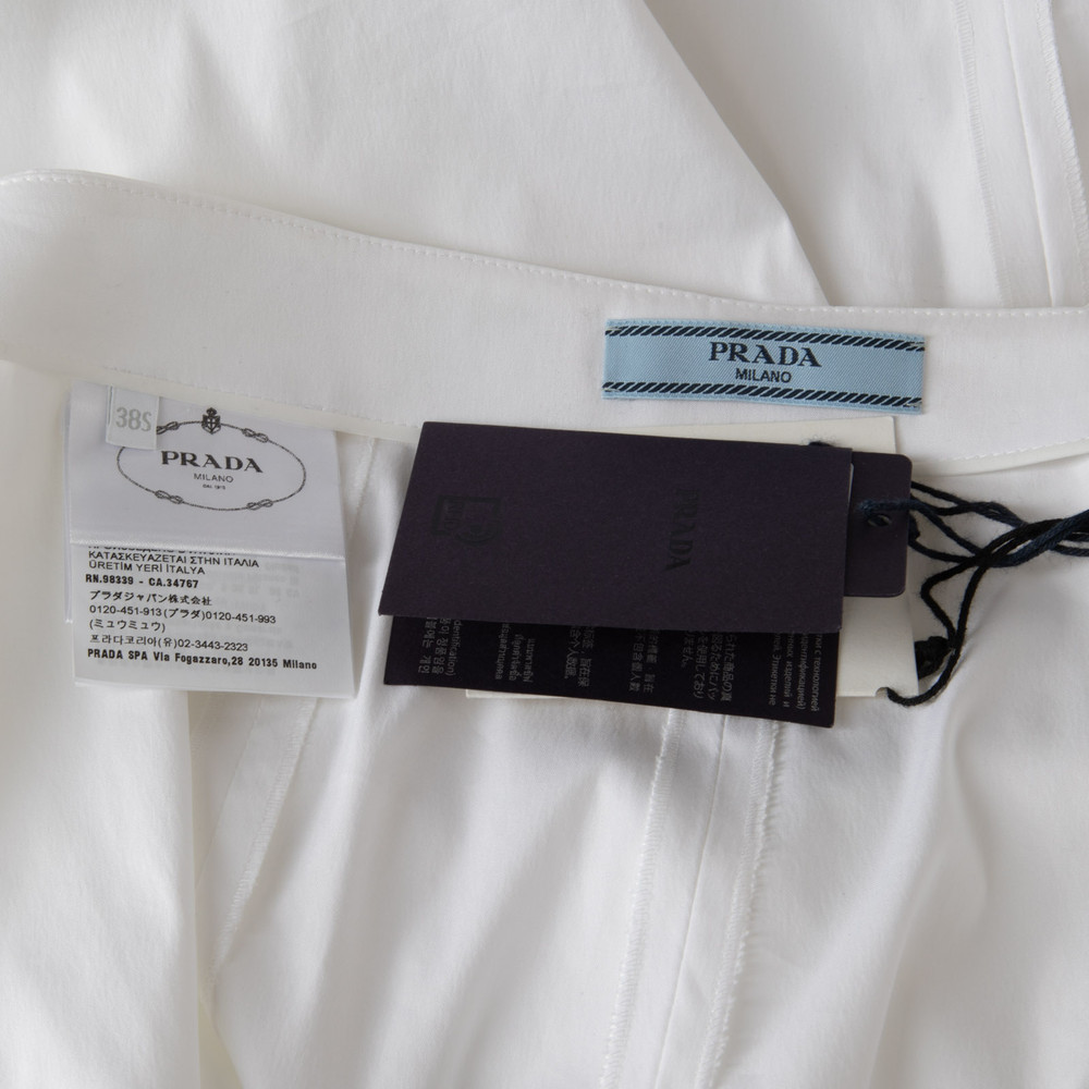 Prada White Back Logo Patch Trousers