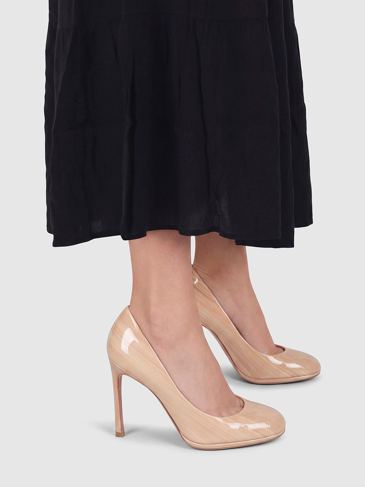 Saint Laurent Nude Wood Print Patent Nicole Pumps