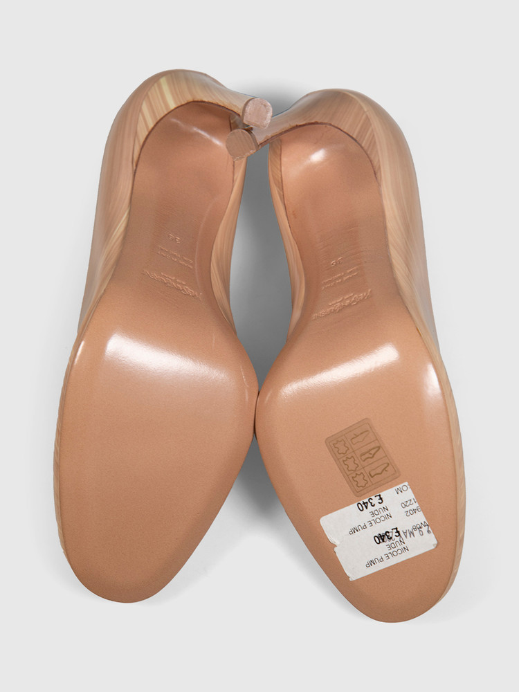 Saint Laurent Nude Wood Print Patent Nicole Pumps