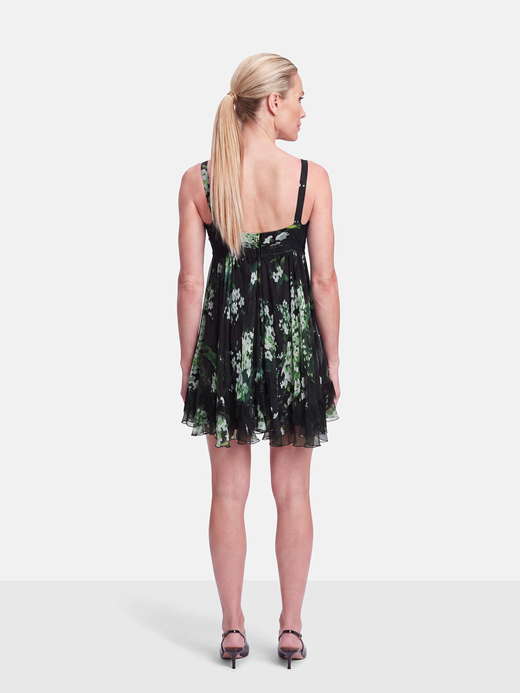 Dolce & Gabbana Black & Green Silk Floral Dress