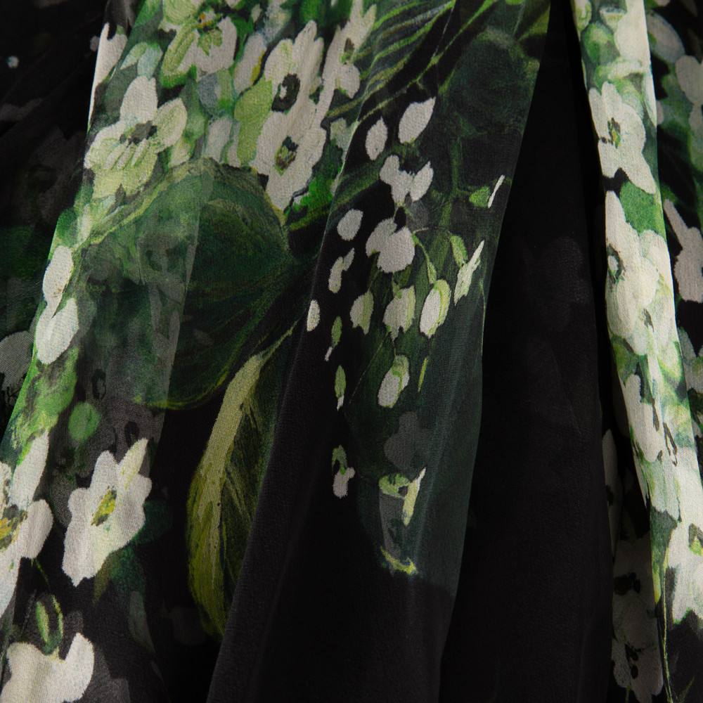 Dolce & Gabbana Black & Green Silk Floral Dress