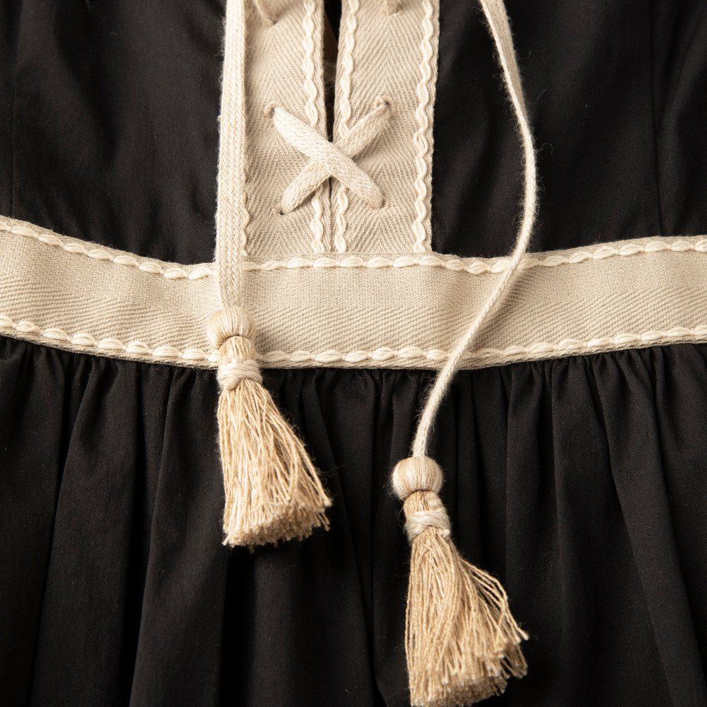 Prada Black Tassel Trim Mini Dress