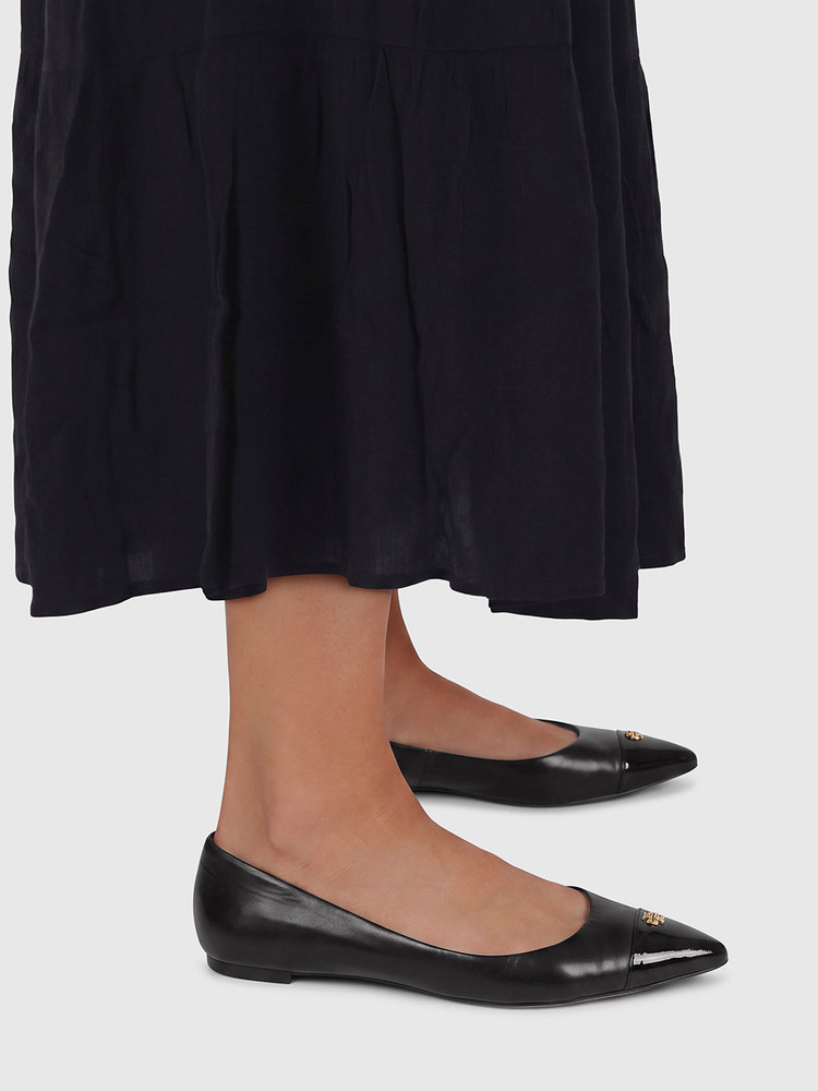 Tory Burch Black Leather Pointed Flats