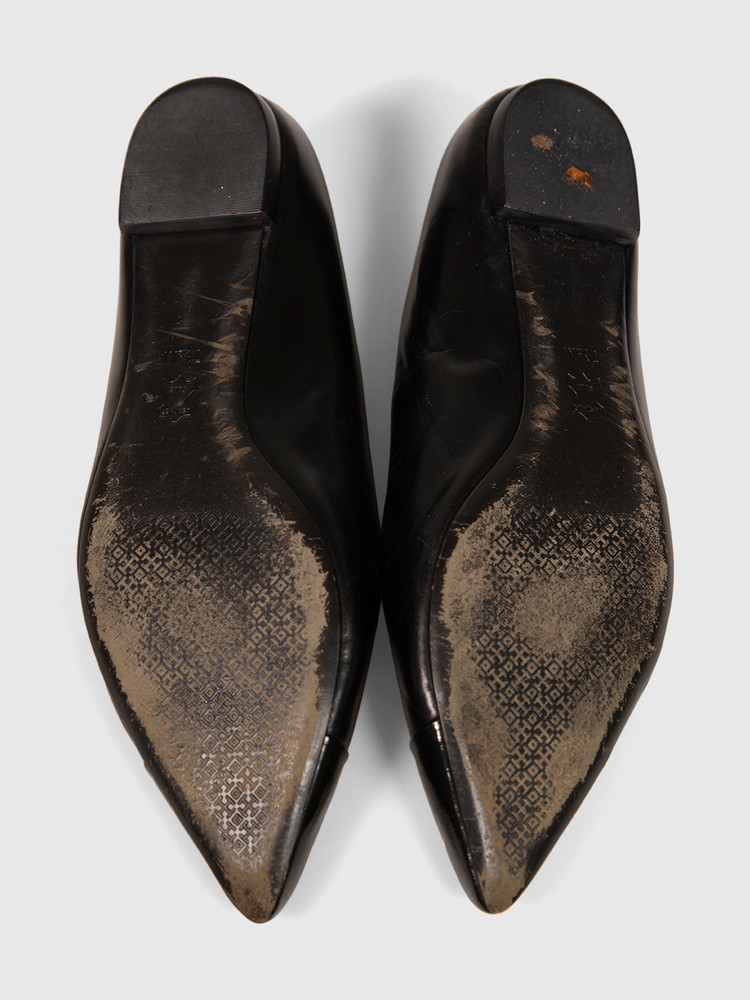 Tory Burch Black Leather Pointed Flats