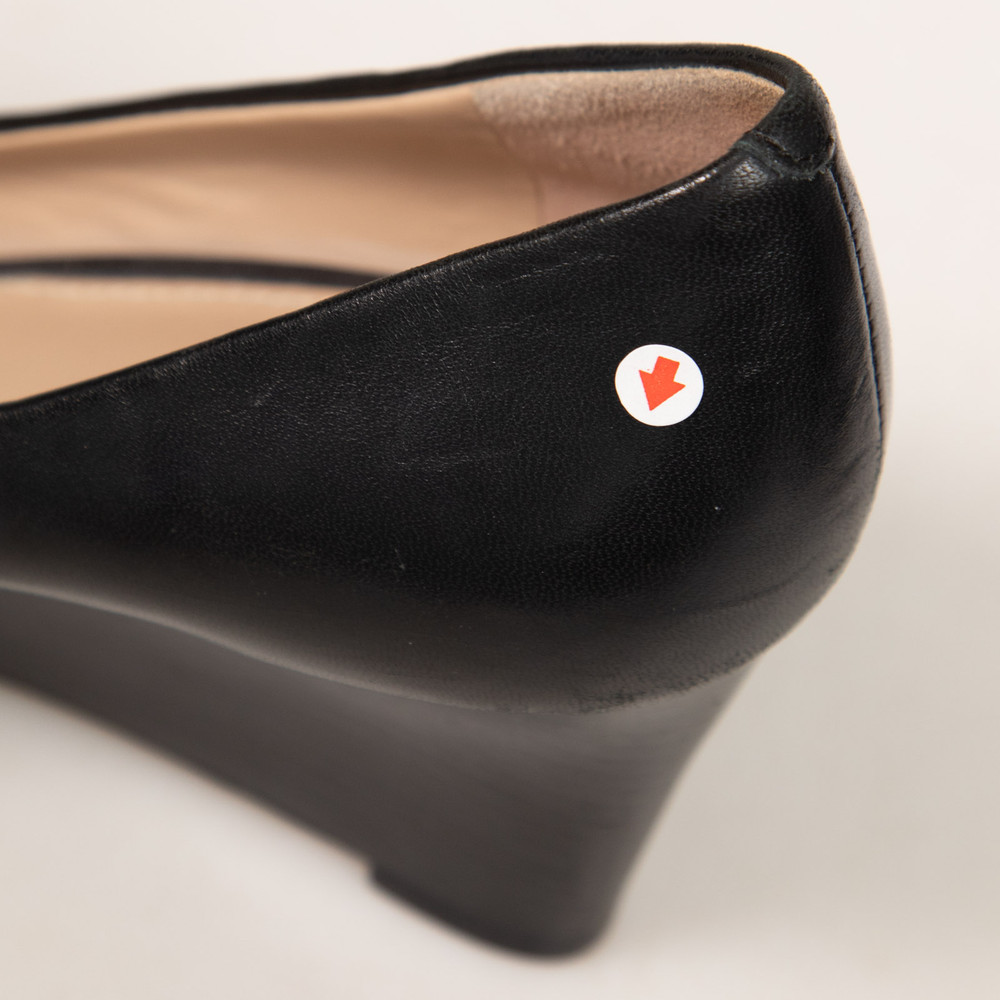 Tory Burch Black Leather Peep Toe Wedges