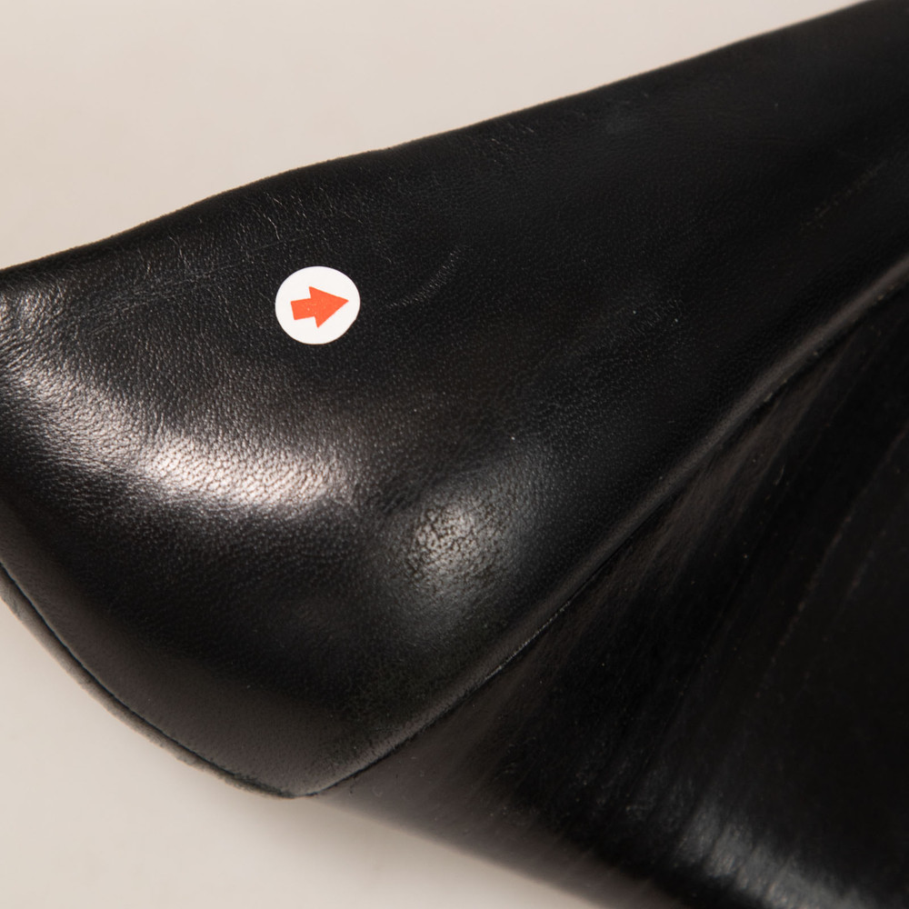 Tory Burch Black Leather Peep Toe Wedges