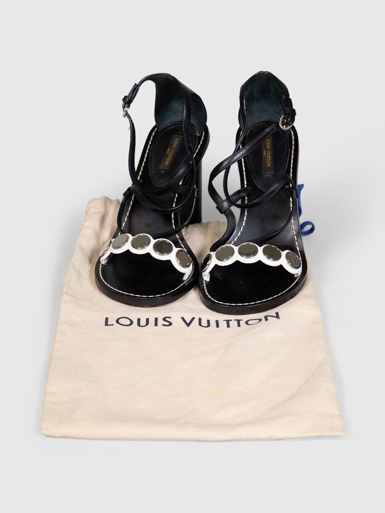 Louis Vuitton Black Mirror Embellished Sandals