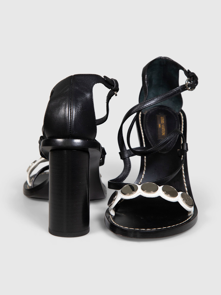Louis Vuitton Black Mirror Embellished Sandals