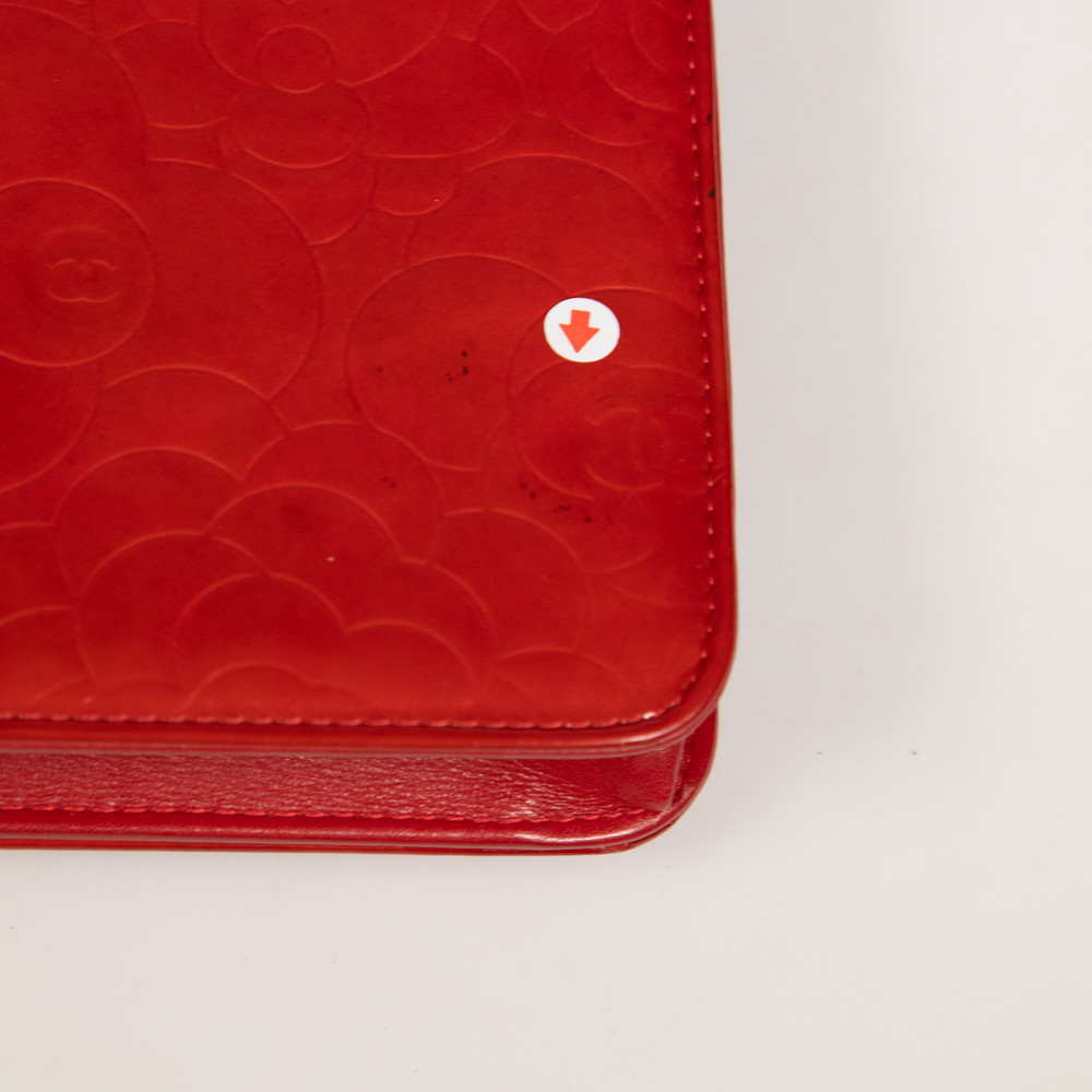 Chanel Red Patent Leather Camellia Wallet On Chain