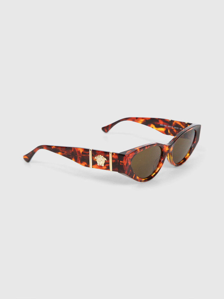 Versace Havana Cat Eye Logo Sunglasses