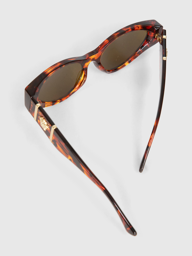 Versace Havana Cat Eye Logo Sunglasses